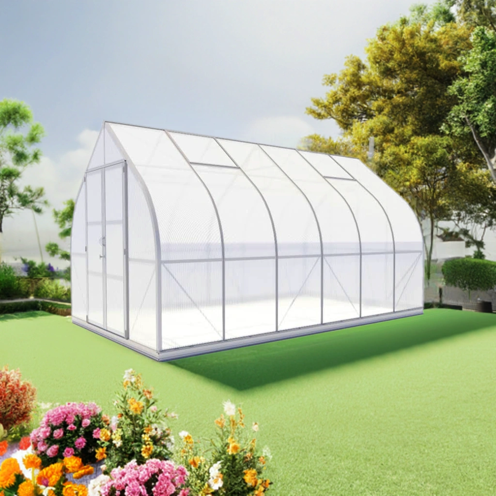 Arrow shape Titan 10x14 Greenhouse by arrowgreenhouses, Beginners Package – Extra strong Aluminum Frame, 10mm Twin Wall Polycarbonate, and Solar Powered Fan