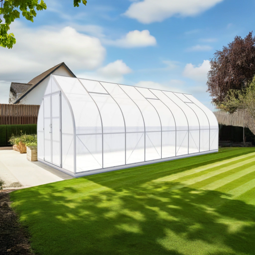 Arrow shape Titan 10x21 Greenhouse by arrowgreenhouses, Beginners Package – Extra strong Aluminum Frame, 10mm Twin Wall Polycarbonate, and Solar Powered Fan