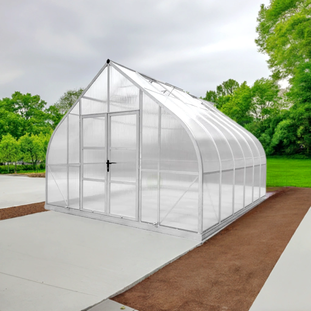 Arrow shape Titan 12x14 Greenhouse by arrowgreenhouses, Beginners Package – Extra strong black Aluminum Frame, 10mm Twin Wall Polycarbonate, 12 feet width, Solar Powered ventilation, high snow load