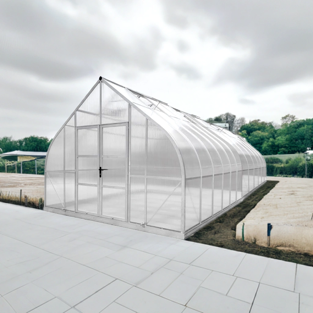 Arrow shape Titan 12x28 Greenhouse by arrowgreenhouses, Beginners Package – Extra strong black Aluminum Frame, 10mm Twin Wall Polycarbonate, 12 feet width, Solar Powered ventilation, high snow load