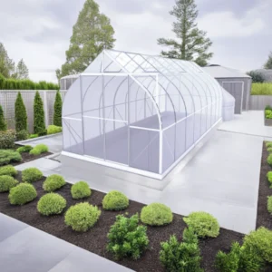Arrow-shaped aluminum polycarbonate Virtue 9 x 21 greenhouse by arrowgreenhouses, Beginners Package – Strong Aluminum Frame, Sliding doors, 6mm Twin Wall Polycarbonate and Solar Powered ventilation